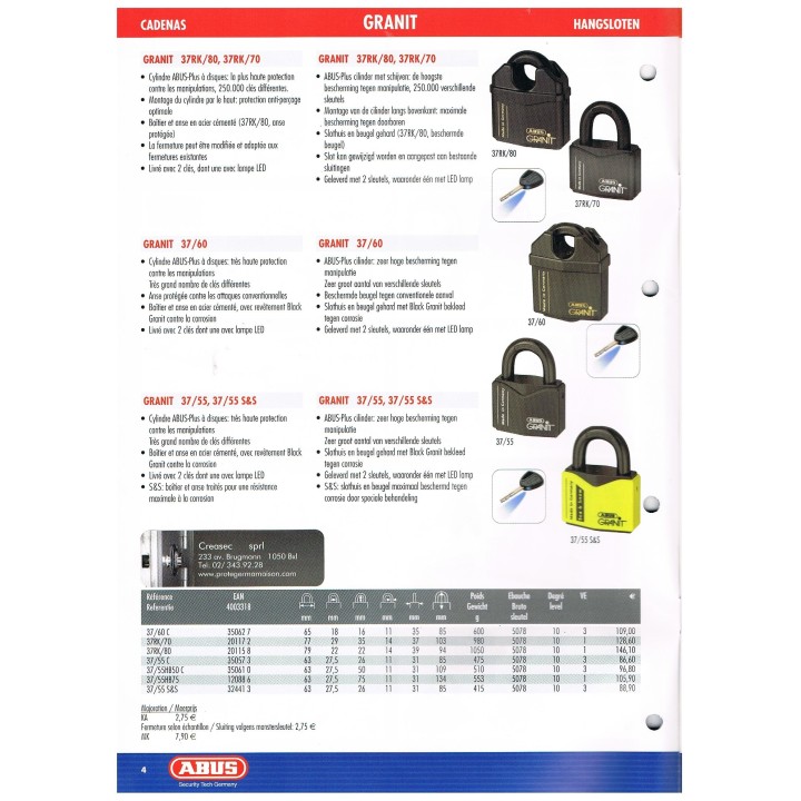 Cadenas haute securite Granit 37/55