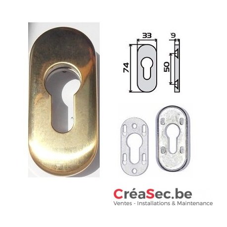 Rosace 9mm dorée pour porte aluminium et PVC