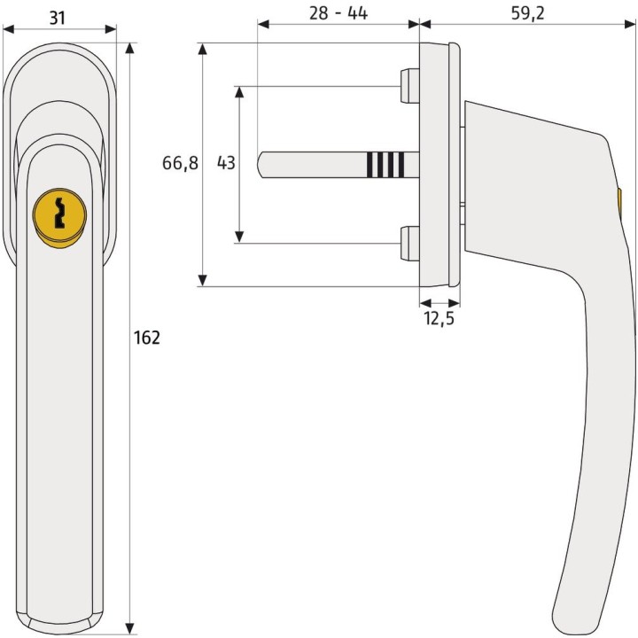 Poignée a clef Abus FG200