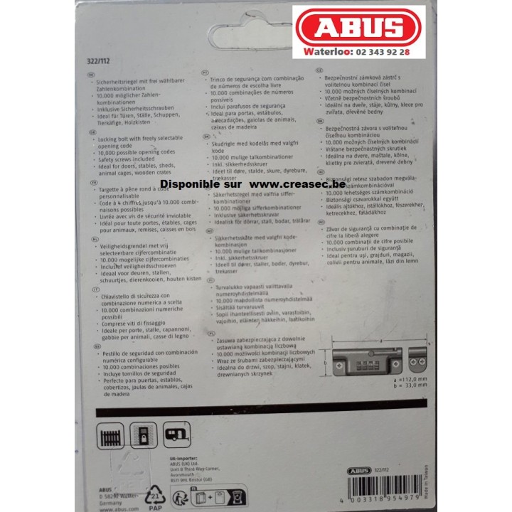 Abus 322 - mode emploi
