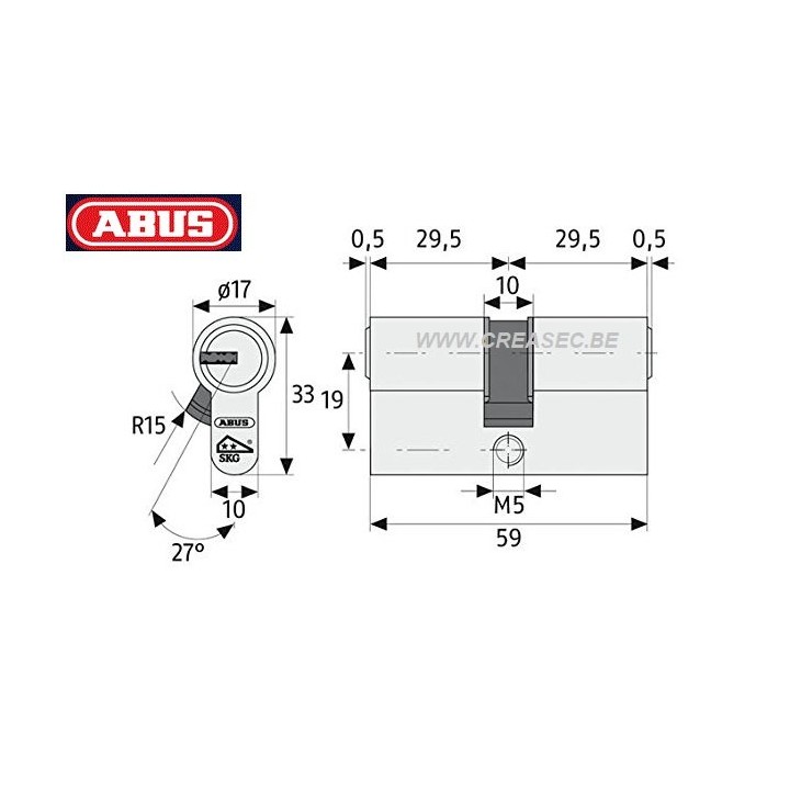 mesures cylindres Abus XP20 même clé
