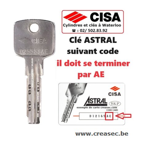 copie de clés Cisa Astral