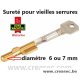 Sureté 7 mm pour vielles serrures