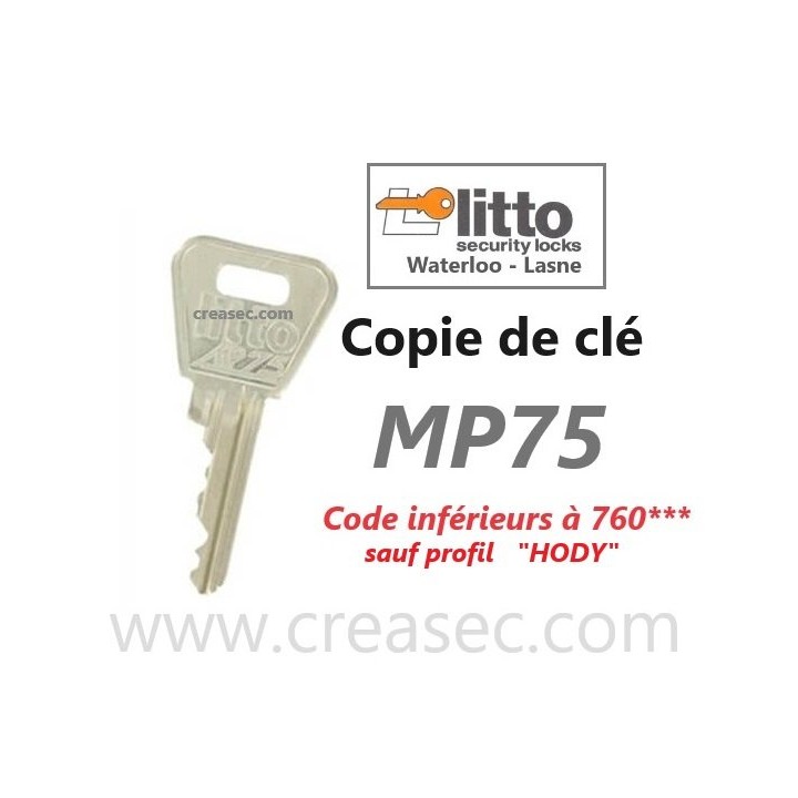 Copie Clé LITTO MP75 suivant carte