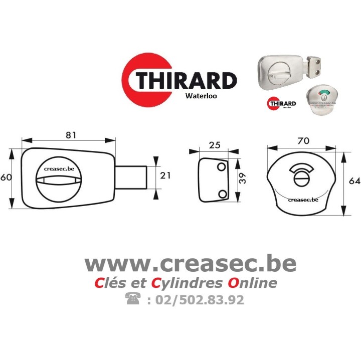 Verrou gris pour Wc type Alouette de Thirard