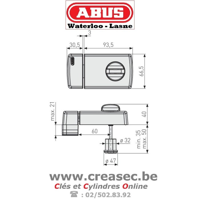 mesures verrous ABUS 2110